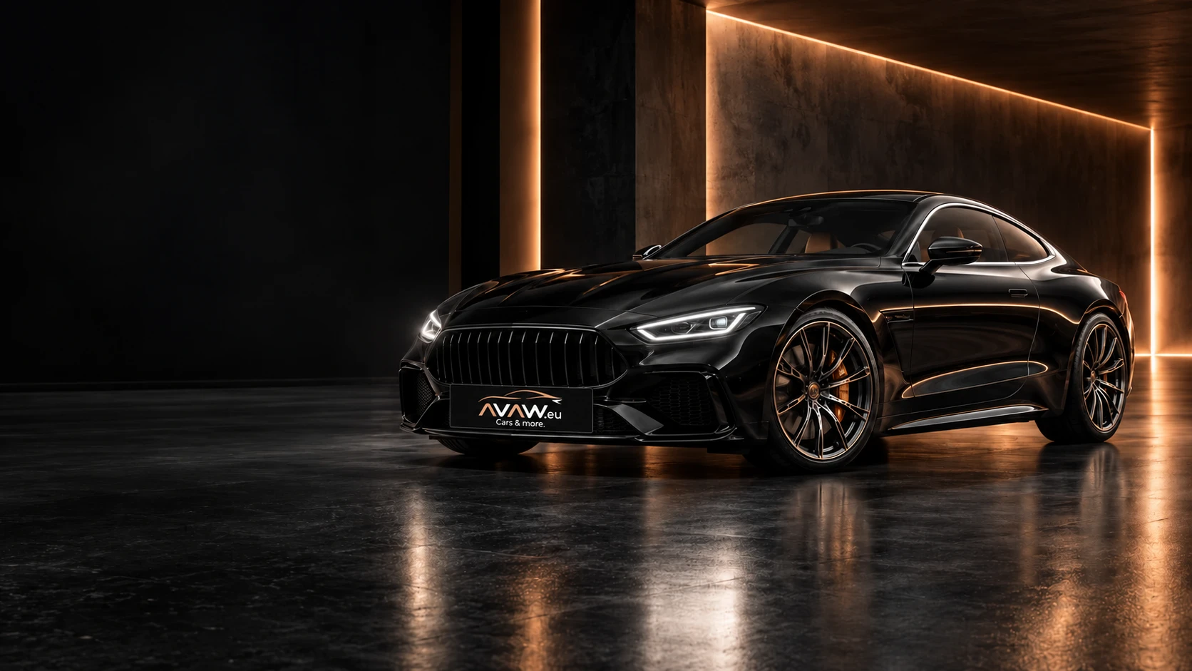 Schwarzes Luxus-Coupé im Studio – Stimmungsbild